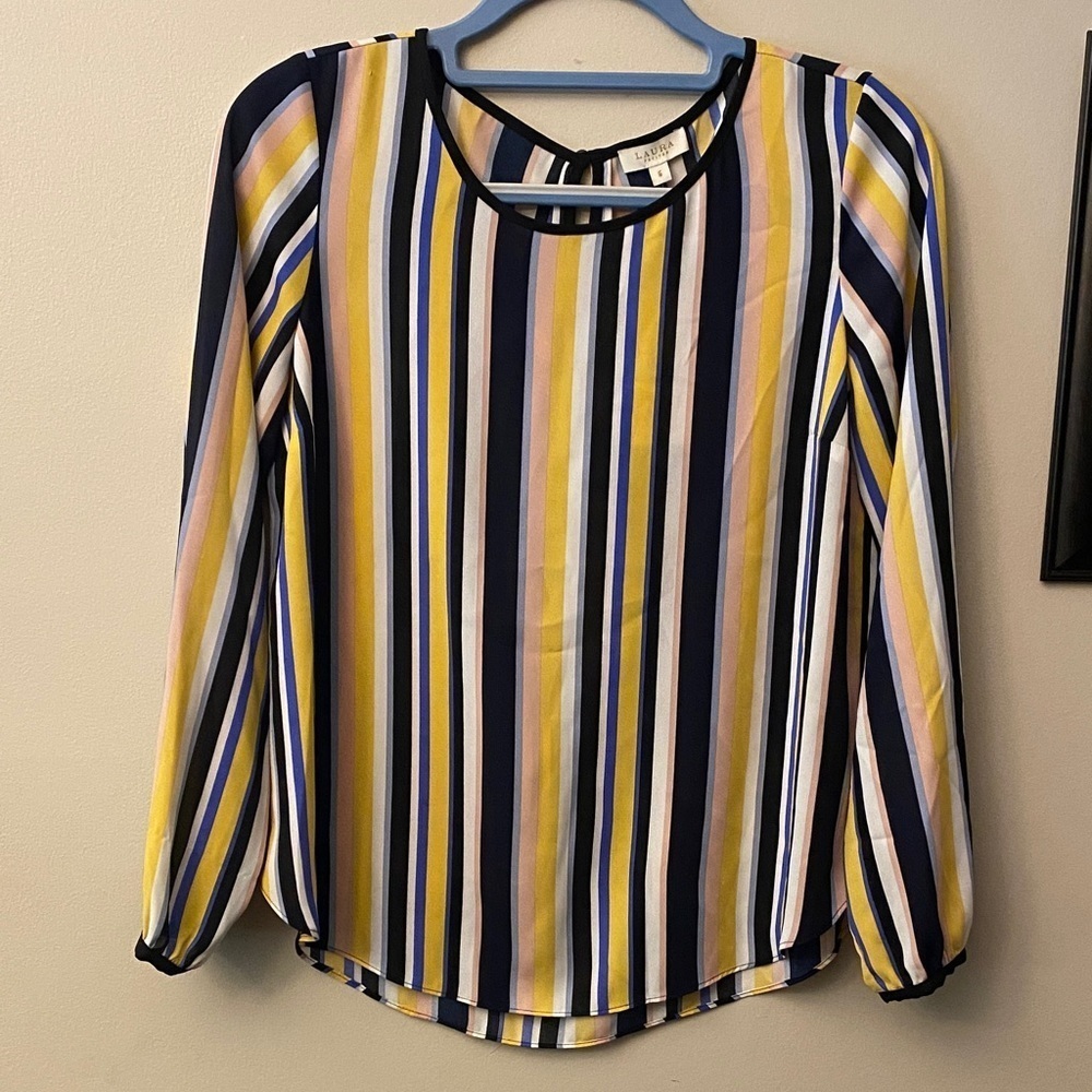 Laura petites Vibrant Striped Blouse - Yellow, Pink, Blue, White 🆕